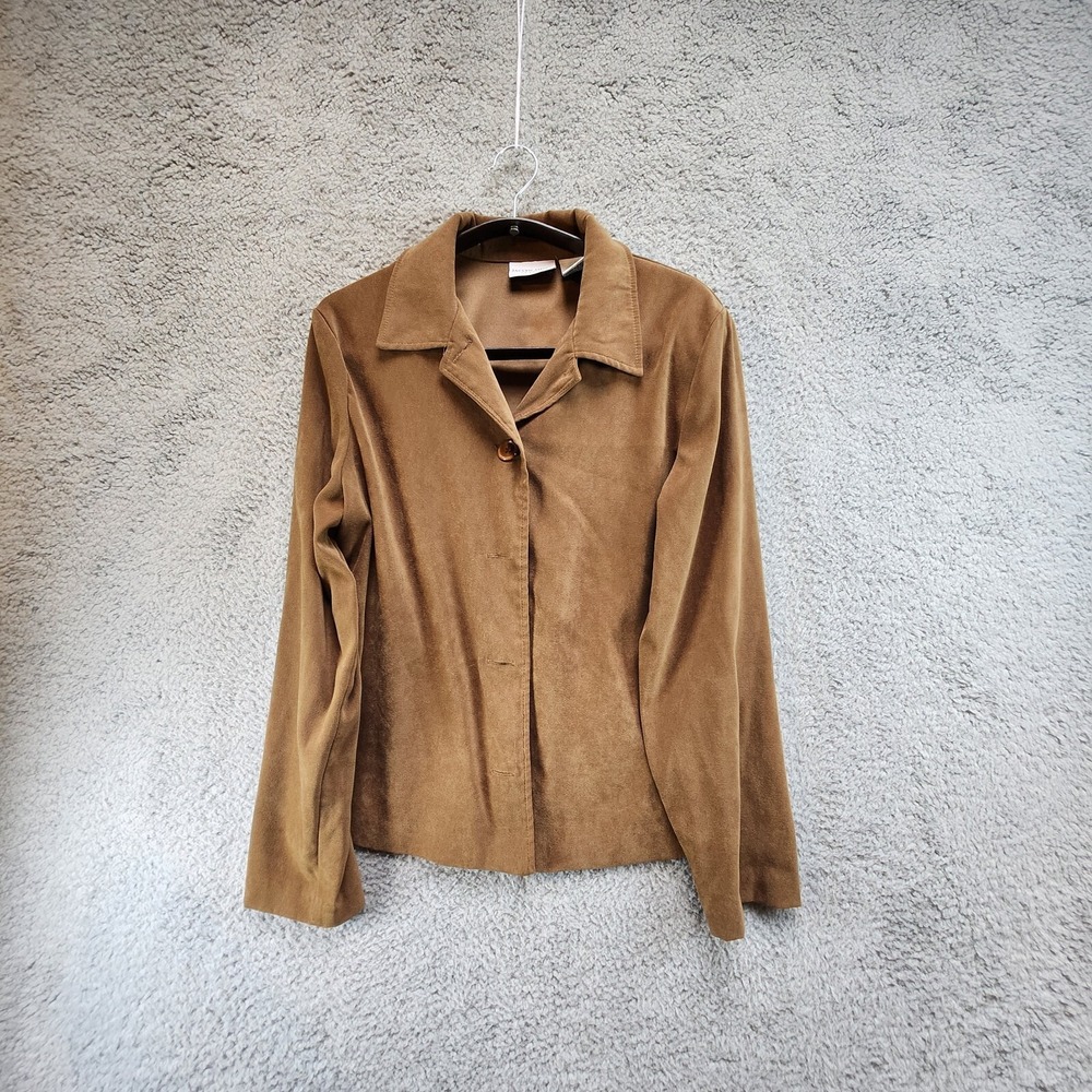 Jaclyn Smith Blazer Jacket Women's M Brown Stretch Single Breasted‎ Button-Front